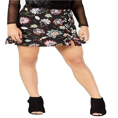 Project 28 NYC Printed Lace-up Mini Skirt Black Floral