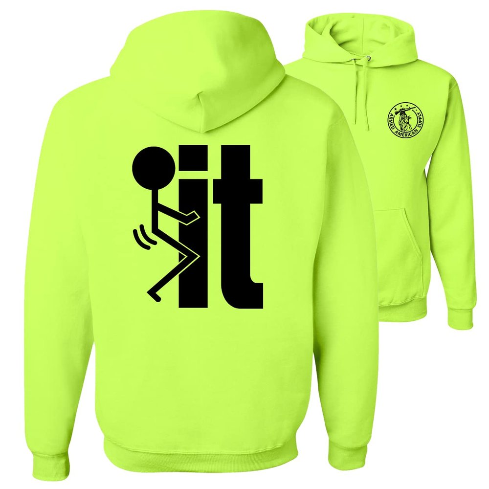 Armed American Supply Hi Vis, Hi Viz F It Cotton/Poly Blend Safety Hoodie for Work, Funny Hooded Sweatshirts for Men, Safety Yellow, XL