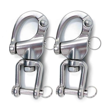 Five Oceans 5" Pin Release Snap Shackle with Swivel Jaw, AISI316 Stainless Steel, 2-Pack - FO448-M2