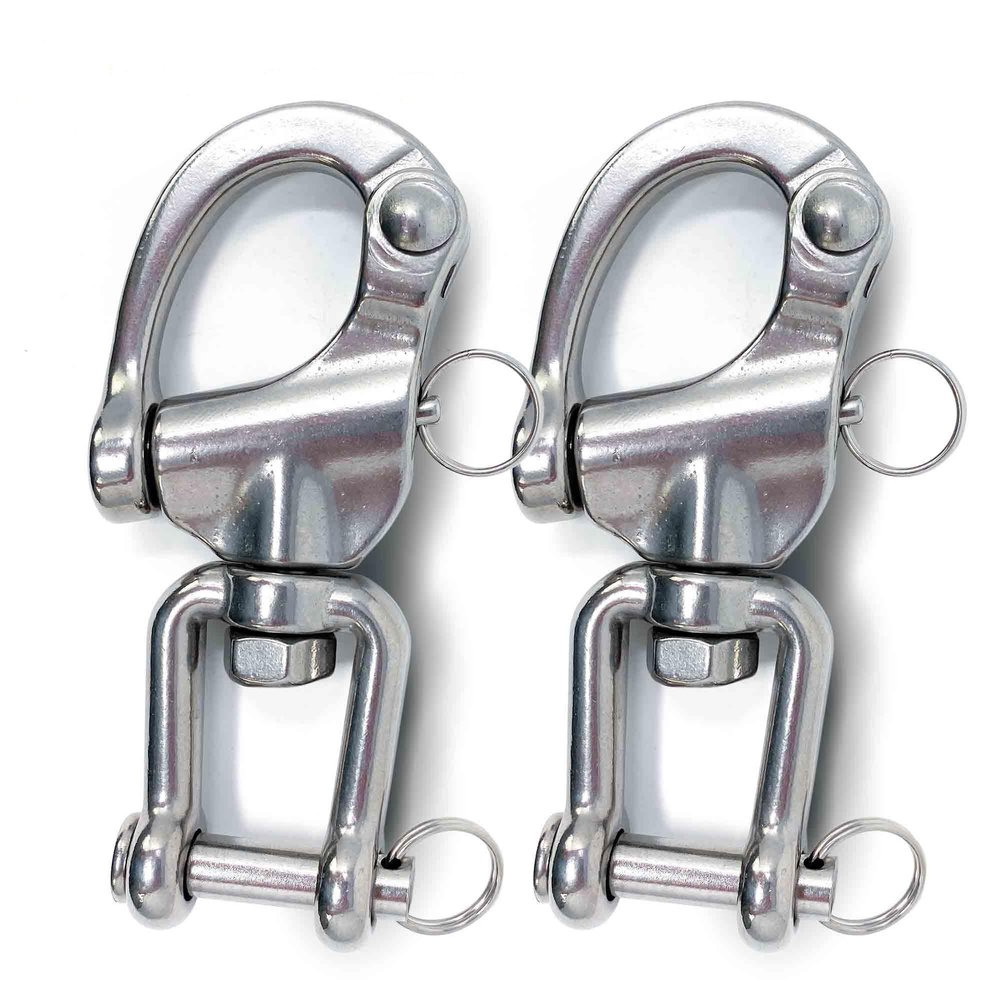 Five Oceans 5" Pin Release Snap Shackle with Swivel Jaw, AISI316 Stainless Steel, 2-Pack - FO448-M2