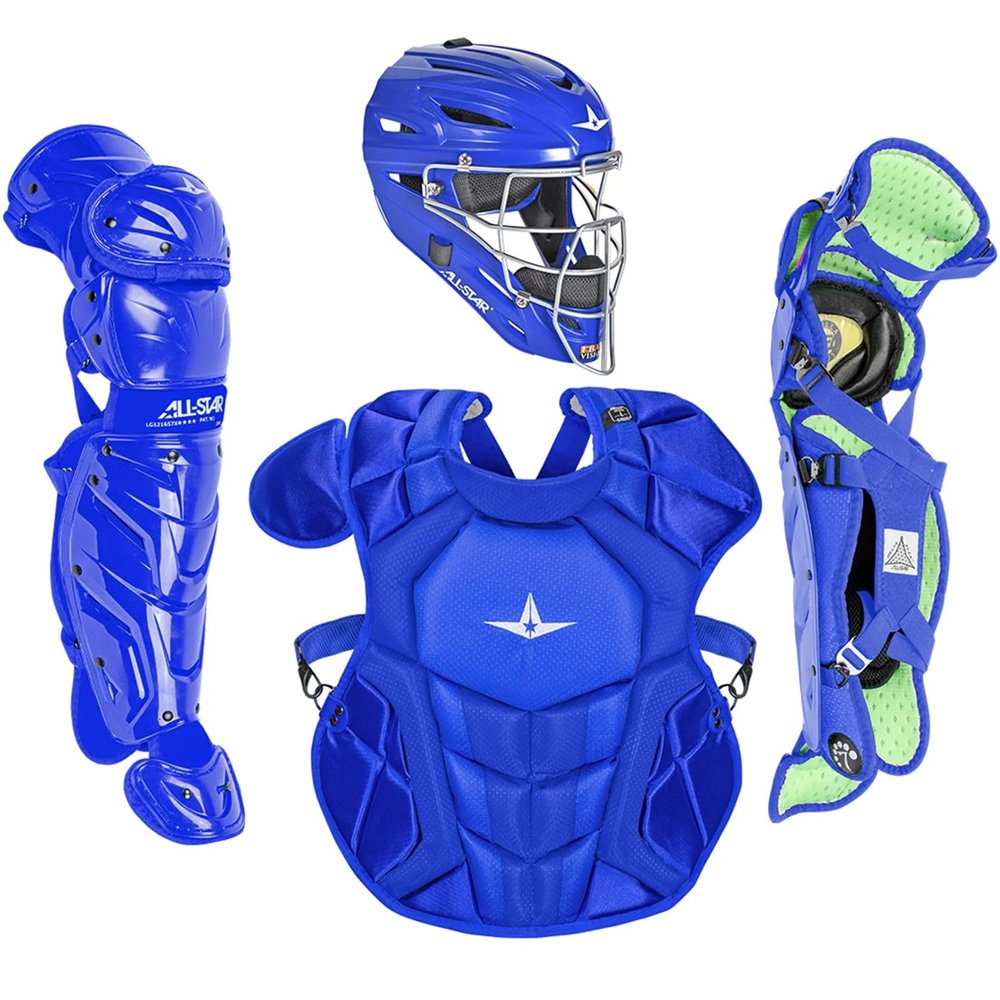 All-Star S42 Ages 12-16 - Baseball Catching Equipment Kit (Includes Helmet, Chest Protector, Leg Guards), Meets NOCSAE Royal