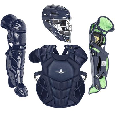 All-Star S7 Axis Ages 9 to 16 - Baseball Catching Equipment Kit (Includes Helmet, Chest Protector, Leg Guards), Meets NOCSAE( Navy, Ages 9-12)