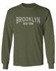 0230. Vintage New York Brooklyn NYC Street wear Men's Long Sleeve t Shirt (Olive, 2X Large) view 1