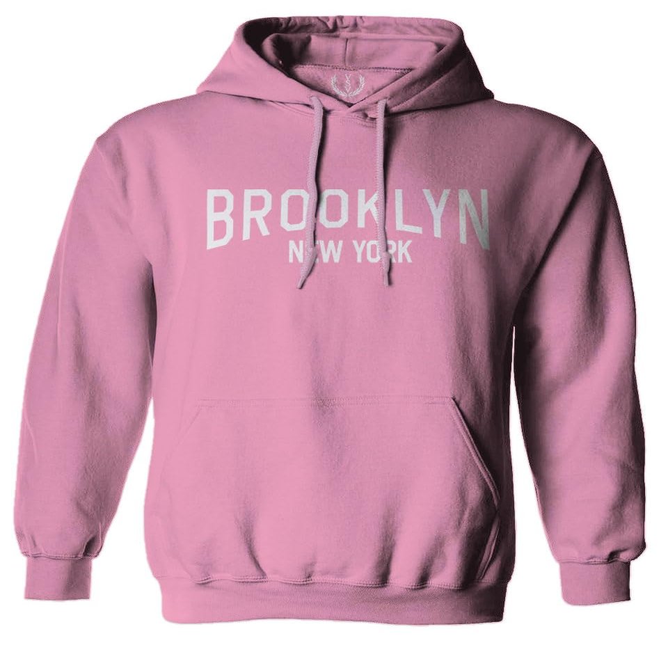 0230. Vintage New York Brooklyn NYC Street wear Sweatshirt Pullover Hoodie (Pink X-Large)