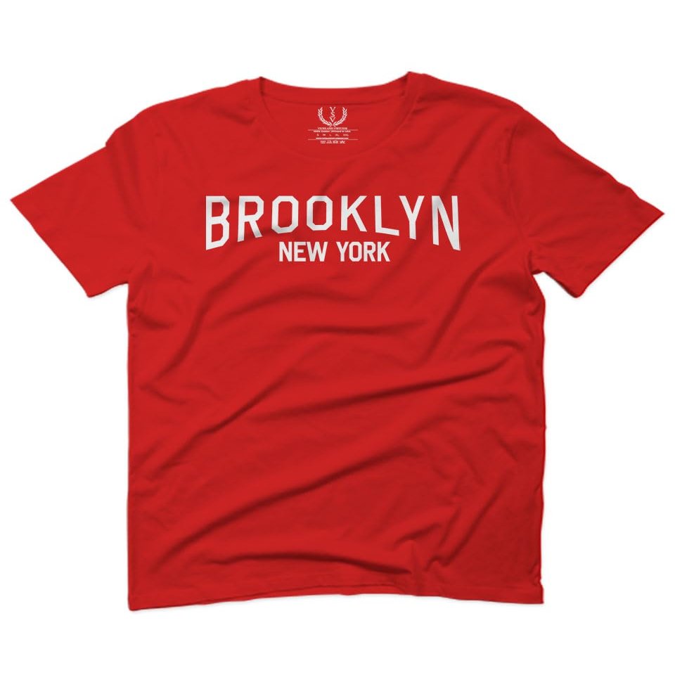 0230. Vintage New York Brooklyn NYC Street wear for Men T Shirt (Red, 2X-Large)