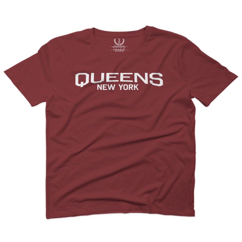 0231. Vintage New York Queens NYC Street wear for Men T Shirt (Maroon, 2X Largel)