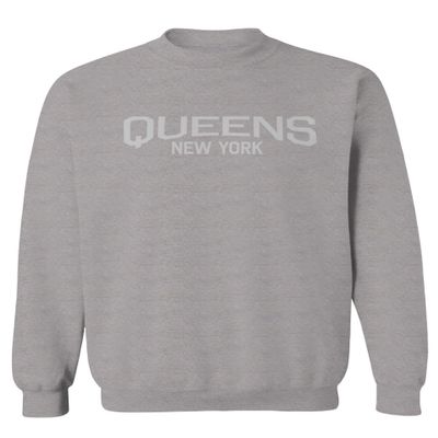 0231. Vintage New York Queens NYC Street wear Men's Crewneck Sweatshirt (Light Gray Large)