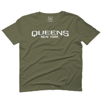 0231. Vintage New York Queens NYC Street wear for Men T Shirt (Olive Green, 2X-Large)