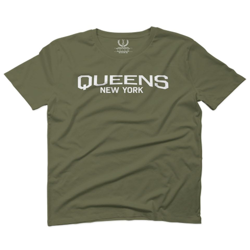 0231. Vintage New York Queens NYC Street wear for Men T Shirt (Olive Green, 2X-Large)