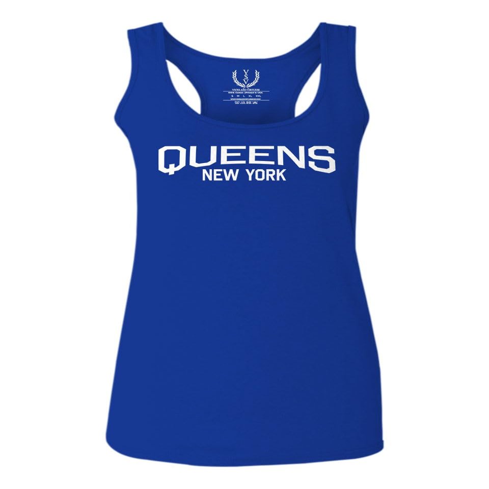 0231. Vintage New York Queens NYC Street wear Women's Tank Top Racerback (Royal Large)