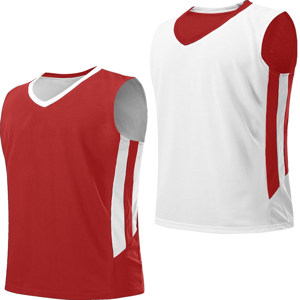 Liberty Imports Youth Boys Reversible Mesh Performance Athletic Basketball Jerseys Blank Team Uniforms for Sports Scrimmage (1 Piece) (Red/Wht, Youth XX-Large)
