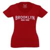 0230. Vintage New York Brooklyn NYC Street wear for Women V Neck Fitted T Shirt (Red, X Small) view 1