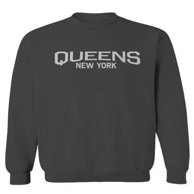 0231. Vintage New York Queens NYC Street wear Men's Crewneck Sweatshirt (Characol Medium) Charcoal