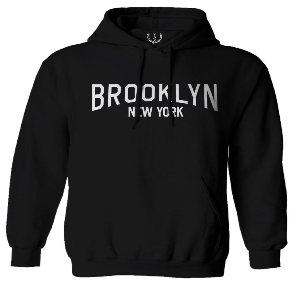 0230. Vintage New York Brooklyn NYC Street wear Sweatshirt Pullover Hoodie (Black, Large)