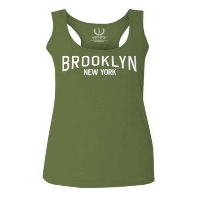 0230. Vintage New York Brooklyn NYC Street wear Women's Tank Top Racerback (Olive, Large)