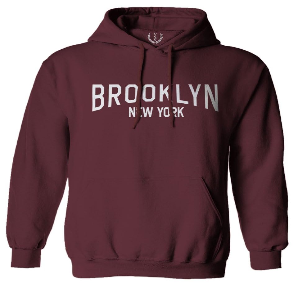 0230. Vintage New York Brooklyn NYC Street wear Sweatshirt Pullover Hoodie (Maroon X-Large)