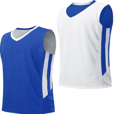 Youth Boys Reversible Mesh Performance Athletic Basketball Jerseys Blank Team Uniforms for Sports Scrimmage (1 Piece) (Blue/Wht, Youth X-Large)