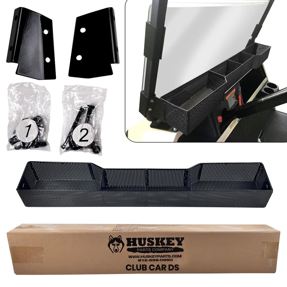 Huskey Golf Cart Baskets Front,One Piece Design Golf Cart Storage Baskets Compatible with Club Car DS 2000.5- up, Gas/Electric Golf Cart, Sturdy and Larger Compartments