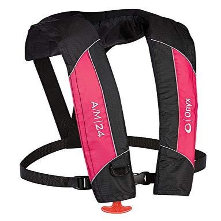 Onyx A/M-24 All Clear Automatic/Manual Inflatable Life Jacket, U.S. Coast Guard Approved, Low Profile, Compact Design, Manual Convertible Inflation Option, Fits 30-52 Chest