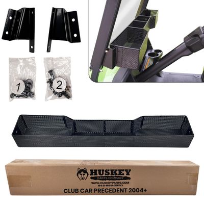 Huskey Golf Cart Baskets Front,One Piece Design Golf Cart Storage Baskets Compatible with Club Car Precedent G&E Golf Cart 2004 & Up Models, Sturdy and Larger Compartments.
