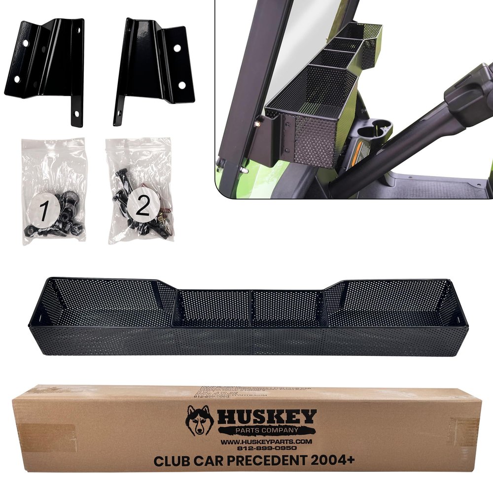 Huskey Golf Cart Baskets Front,One Piece Design Golf Cart Storage Baskets Compatible with Club Car Precedent G&E Golf Cart 2004 & Up Models, Sturdy and Larger Compartments.