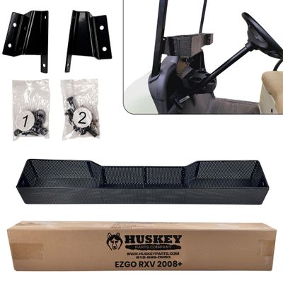 Huskey Golf Cart Baskets Front,One Piece Design Golf Cart Storage Baskets Compatible with EZGO RXV 2008 & up Models, Sturdy and Larger Compartments.