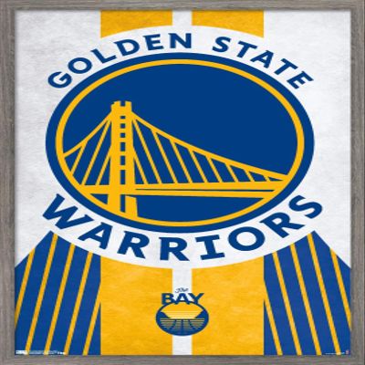 Trends International NBA Golden State Warriors - Logo 19 Wall Poster, 22.375" x 34", Barnwood Framed Version