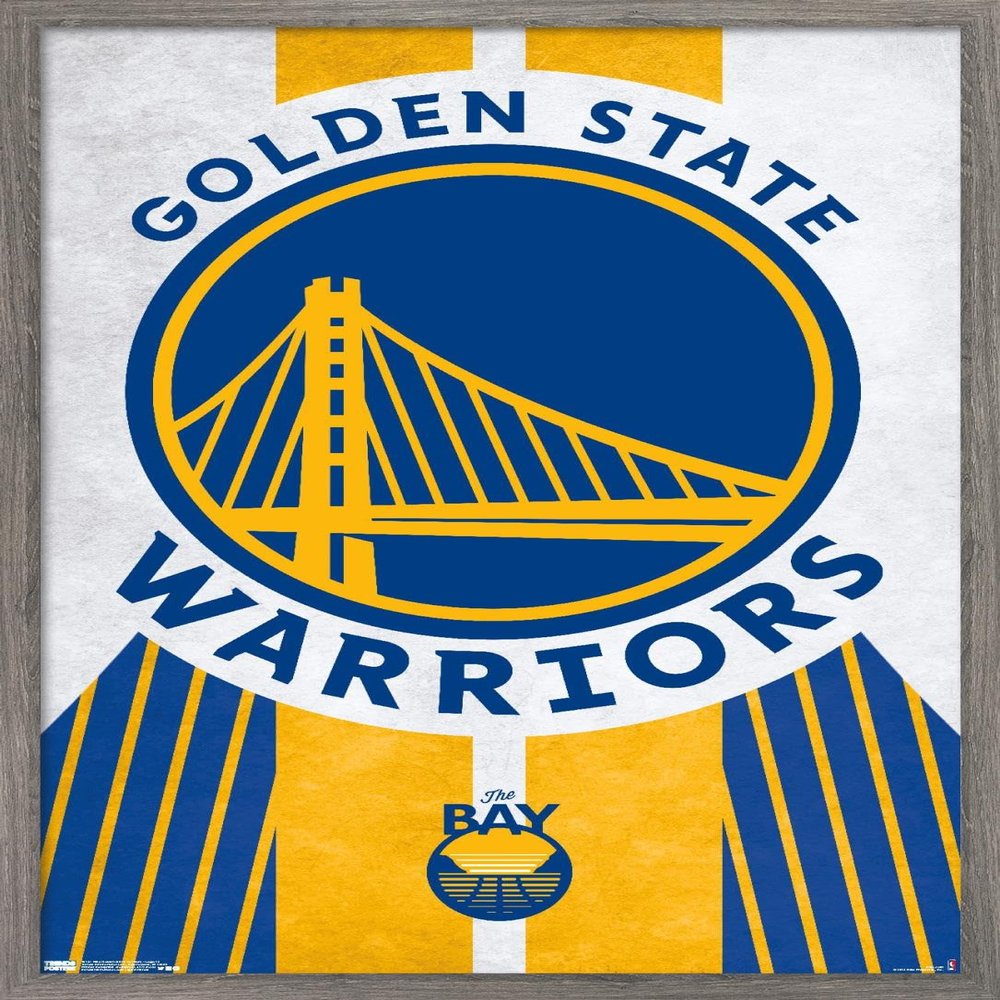 Trends International NBA Golden State Warriors - Logo 19 Wall Poster, 22.375" x 34", Barnwood Framed Version