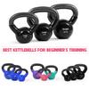 Yes4All Kettlebells 5 10 15 lbs Set Weight Vinyl Coated Cast Iron for Dumbbell Weights Exercises, Gym, Fitness, Full Body Workout Equipment Push up, Grip and Strength Training, Black view 3