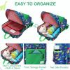Kasgo Kids School Backpack, 14.5 Inch Lightweight Water-Resistant Primary Preschool Bag for Toddler Boys Girls Ages 5-8, Fits A4 Folder, with Chest Strap & Name Tag, Dinosaur Patchwork view 4