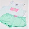 Calvin Klein Kids Girl's 2-Piece Cute Tank Top and Cozy Bottom Short Pajama Set, White Mint Stripe, 7-8 view 2