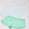 Calvin Klein Kids Girl's 2-Piece Cute Tank Top and Cozy Bottom Short Pajama Set, White Mint Stripe, 7-8 view 4