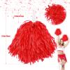 Faxco 12Pack Plastic Pom Poms Cheerleading Pom Poms Sports Dance Cheer Plastic Pom Pom for Rooters,Cheering Squard,Cheering Team (Red) view 2
