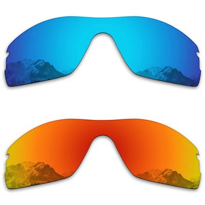 Puzzley Mirror Polarized Replacement Lenses for Oakley Radar Pitch Sunglasses - Ocean Blue Mirror + Orange Red Mirror