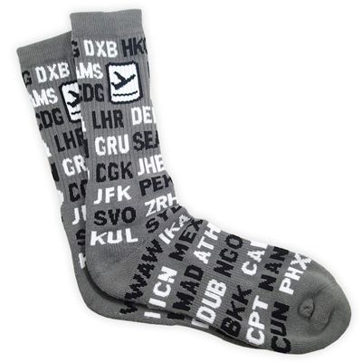 International Airport Codes, Aviation-Themed Premium Crew Socks 1-Pair