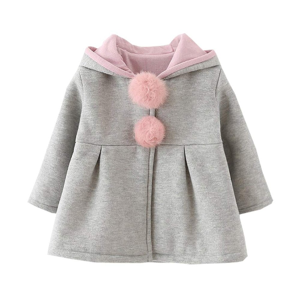 EISHOW Infant Baby Girls Winter Autumn Cotton Jacket Coat Windproof Warm Hooded Clothes Kids Outerwear 0-4 Years (18-24 Months,Gray)