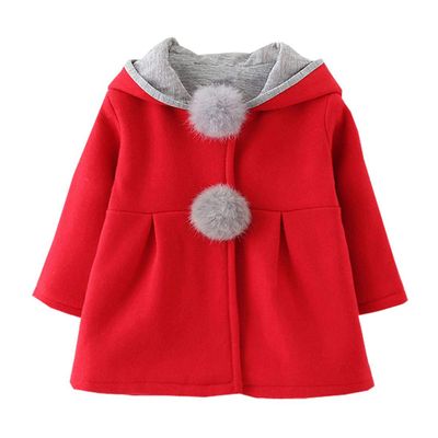 EISHOW Infant Baby Girls Winter Autumn Cotton Jacket Coat Windproof Warm Hooded Clothes Kids Outerwear 0-4 Years (18-24 Months,Red)