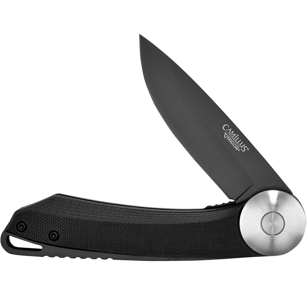 CAMILLUS Cirque 7" Durable Corrosion-Resistant AUS-8 Stainless Steel Everyday Carry Folding Pocket Knife with G10 Handle and 2.75" Drop Point Blade, Black
