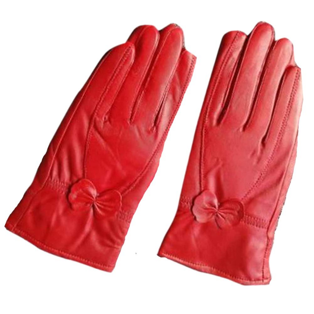 LeJulyeekay Womens winter Lined Leather Gloves Short Winter Warm Driving Gloves for Girls