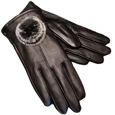 LeJulyeekay Winter Black Leather Gloves for Women Warm Mitten Warm Leather Gloves for Girls