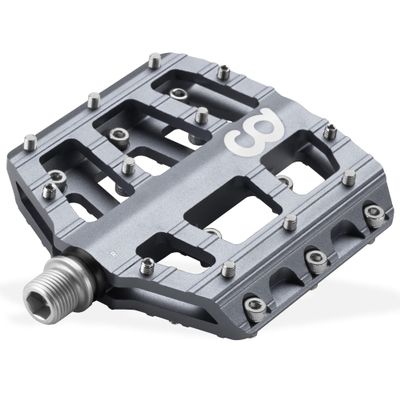 CyclingDeal Flat Mountain BMX/MTB Aluminum Bike Sealed Bearing Pedals - Large Bicycle Platform Pedals 9/16" with Anti-Skid Nail - Grey