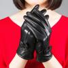 LeJulyeekay Winter Black Leather Gloves for Women Warm Mitten Warm Leather Gloves for Girls view 4