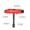 Zeato [Upgrade Version] All-In-One Skate Tools Multi-function Portable Skateboard T Tool Accessory with T-type Allen Key and L-type Phillips Head Wrench Screwdriver - Red view 2