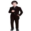 Wemaliyzd Boy's 3 Piece Velvet Formal Tuxedo Suit Long Tail Performance Party Jacket Vest Pants Set FZ065-BWT-BY(Coffee, Custom Size) view 1