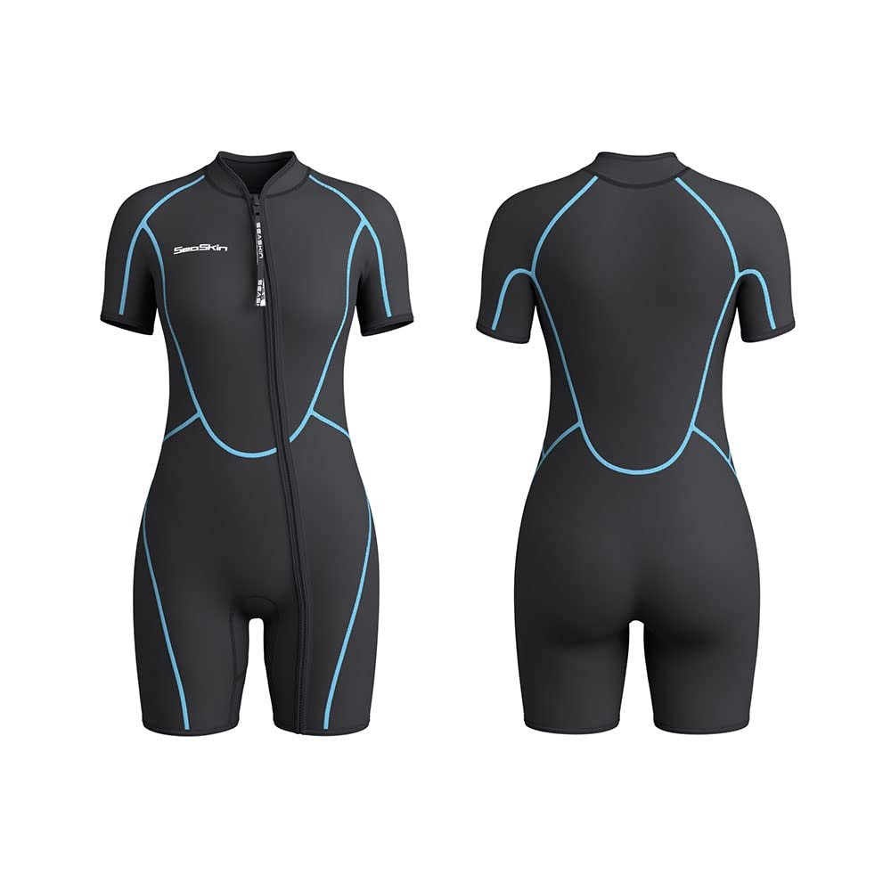 Seaskin Mens 3mm Shorty Wetsuit Womens, Full Body Diving Suit Front Zip Wetsuit for Diving Snorkeling Surfing Swimming 3X-Large