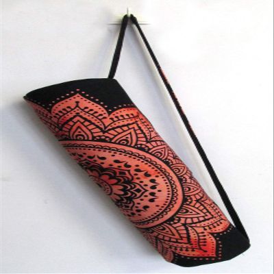 INDIAN CRAFT CASTLE ICC Yoga Mat Bag Carrier Full-Zip Exercise Yoga Mat Carry Bag for Women Men with Multi-Functional Storage Pockets and Adjustable Shoulder Strap 26X6 Inches (Red Flower)