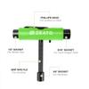 Zeato [Upgrade Version] All-In-One Skate Tools Multi-function Portable Skateboard T Tool Accessory with T-type Allen Key and L-type Phillips Head Wrench Screwdriver - Green view 2