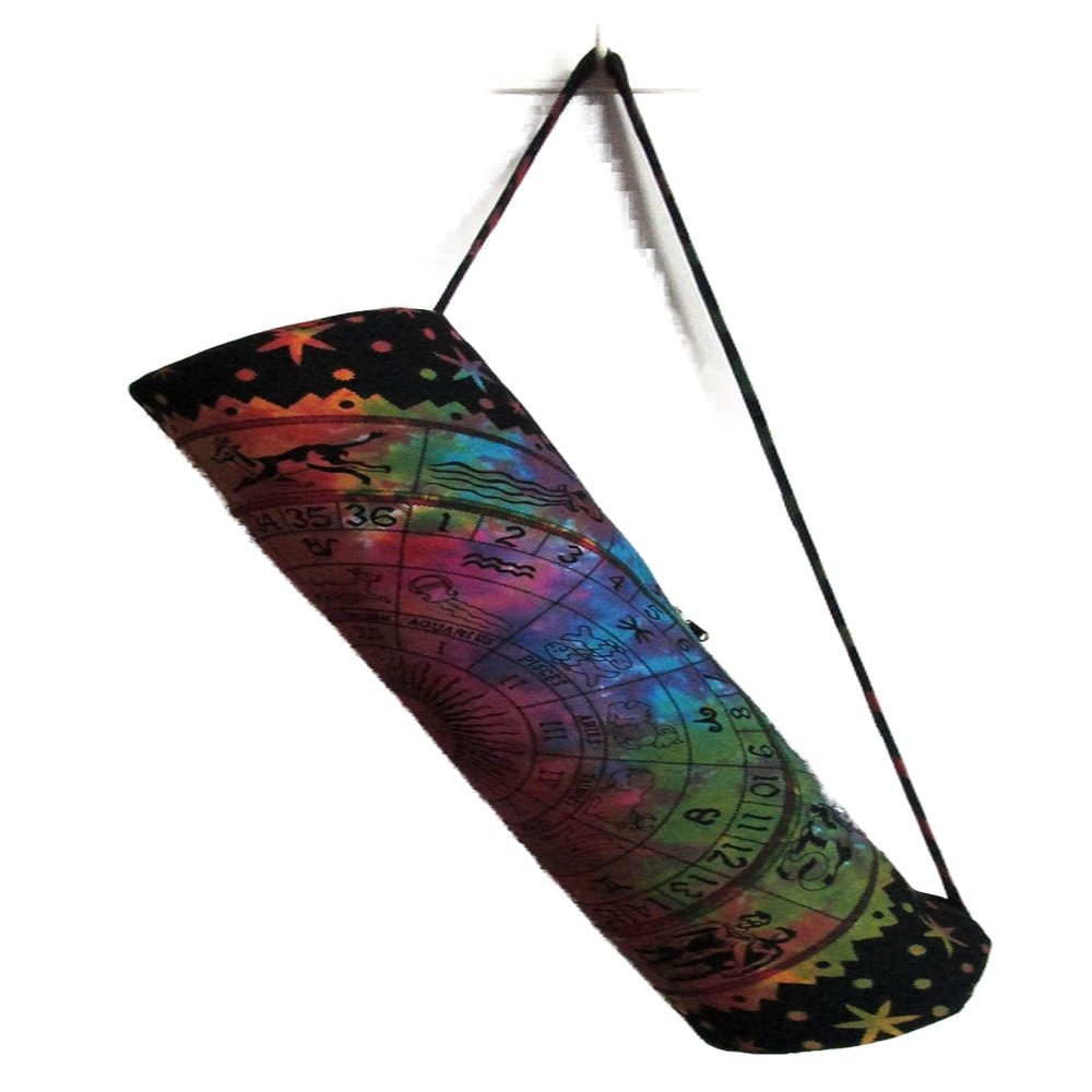 ICC Yoga Mat Bag Carrier - Exercise Yoga mat carrier for Mens Tote Multi-Functional Storage Bag, Full Zip Cargo Adjustable Strap for Women Hippie Mandala Indian Cotton Bag (Zodiac Multi)