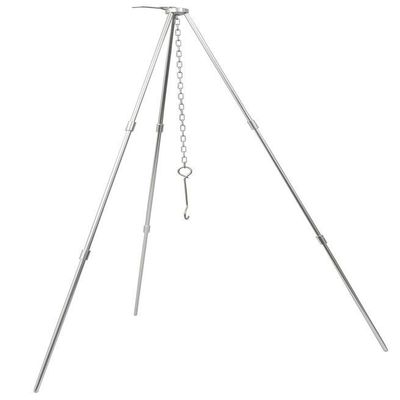 Sutekus Camping Tripod Camp Fire Tripod Portable Campfire Cooking Dutch Oven Tripod and Lantern Hanger silver