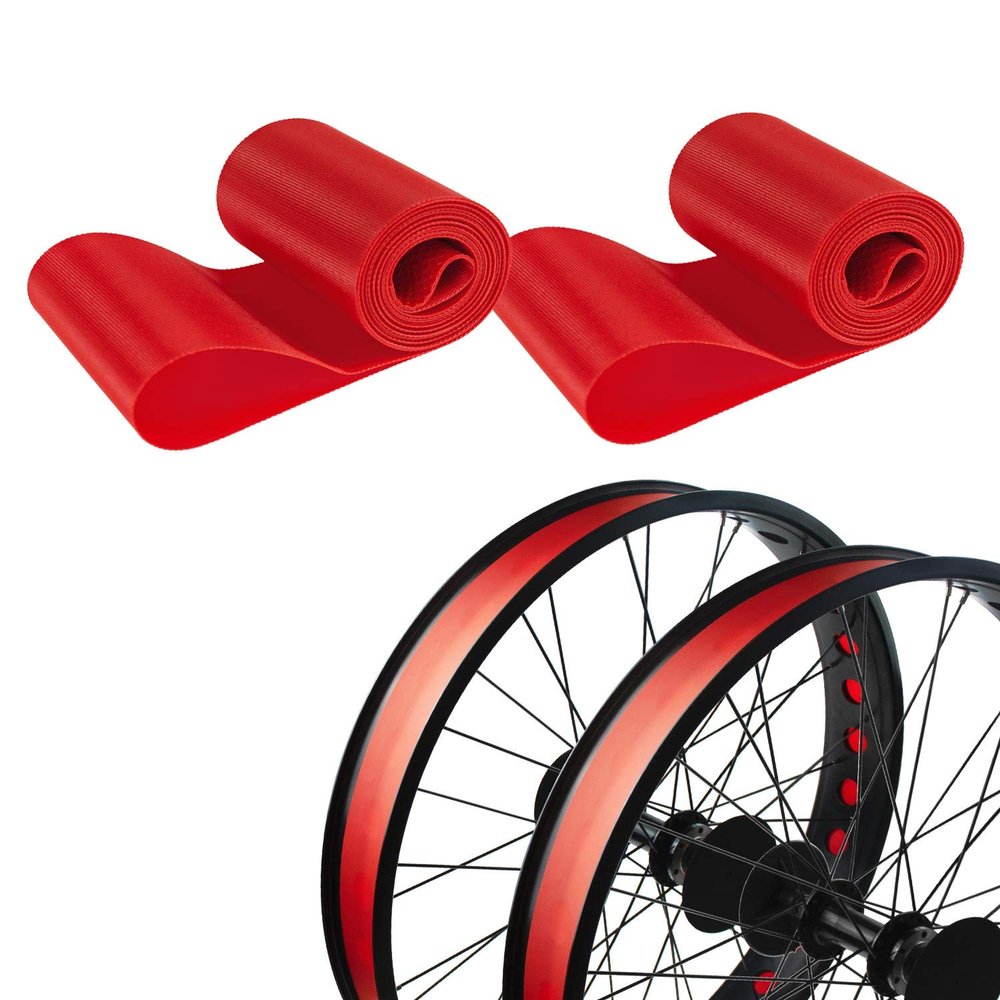 ADDMOTOR Rim Strip Rim Tape Fat tire Liner PVC Inner Tube Protector Anti Puncture for 20 inch Bikes 2PCS (Red)